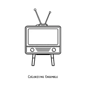 Image à colorier d'un téléviseur d'autrefois