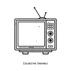 Image à colorier d'un téléviseur avec antenne