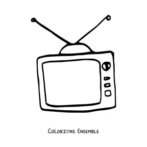 Image à colorier d'un téléviseur à écran carré