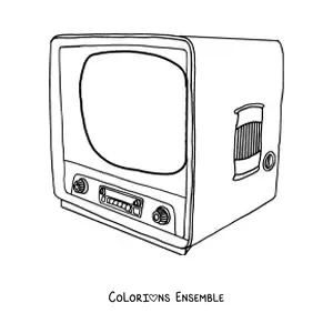 Image à colorier d'un téléviseur vintage