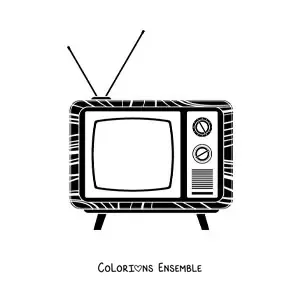 Image à colorier d'un vieux téléviseur avec antenne