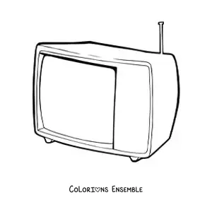 Image à colorier d'un téléviseur