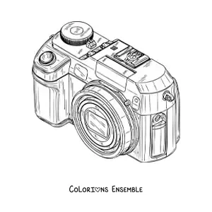 Image à colorier d'un appareil photo numérique réaliste