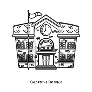 Image à colorier d'une grande école