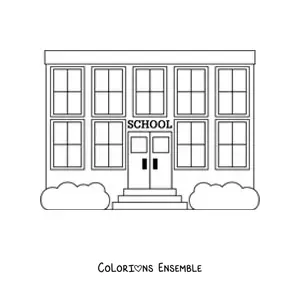 Image à colorier d'une école