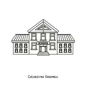 Image à colorier d'un grand établissement scolaire