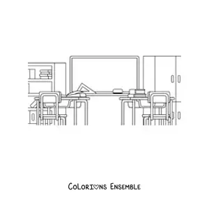 Image à colorier d'une salle de classe