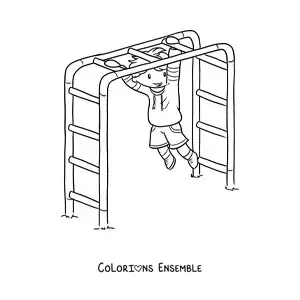 Image à colorier d'un garçon qui joue dans le parc