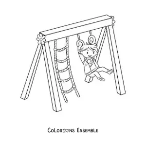 Image à colorier d'un garçon dans le parc