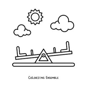 Image à colorier d'une balançoire à bascule de l'aire de jeux