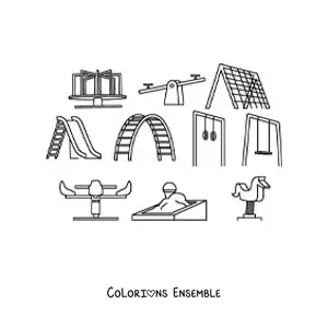 Image à colorier d'un parc pour enfants
