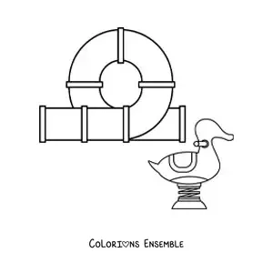 Image à colorier des attractions d'une aire de jeux pour enfants