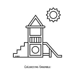 Image à colorier d'une aire de jeux toute simple