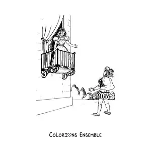 Image à colorier d'une scène de la pièce de Roméo et Juliette