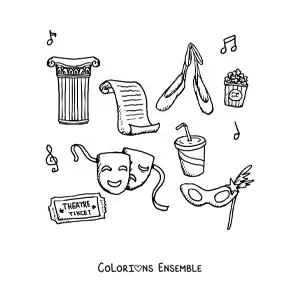 Image à colorier des éléments et symboles du théâtre