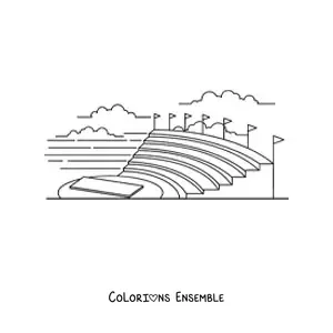 Image à colorier de la structure d'un théâtre grec