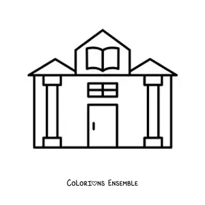 Image à colorier d'une bibliothèque toute simple