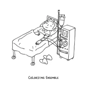 Image à colorier d'un patient hospitalisé