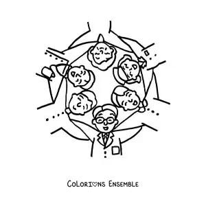 Image à colorier du personnel de santé et des patients