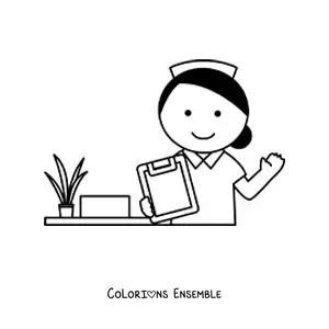 Image à colorier d'une infirmière de l'hôpital
