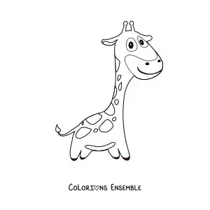 Coloriage d'une girafe de dessin animé souriante