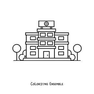 Image à colorier d'un hôpital animé