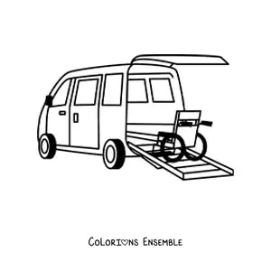 Image à colorier de l'ambulance de l'hôpital