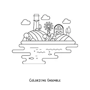 Image à colorier d’une ferme
