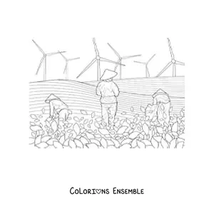Image à colorier d’une rizière