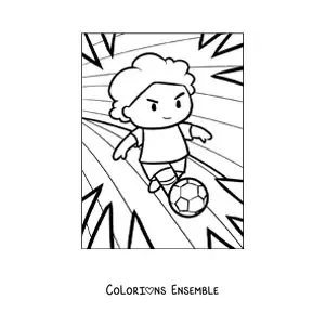 Image à colorier d’un garçon qui joue au football