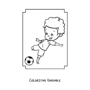 Image à colorier d’un footballeur kawaii