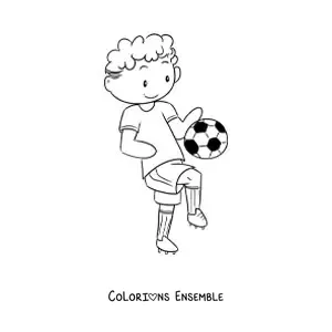 Image à colorier d’un garçon footballeur