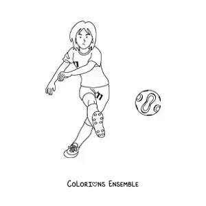 Image à colorier d’une fille qui pratique le football féminin