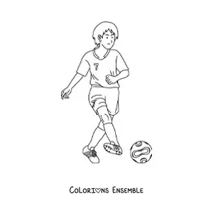 Image à colorier d’une personne qui joue au football