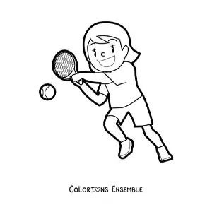 Image à colorier d’une joueuse de tennis