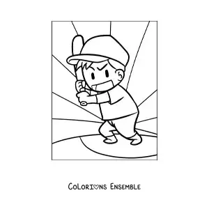 Image à colorier d’un joueur de baseball avec une batte