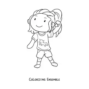 Image à colorier d’une fille qui joue au baseball