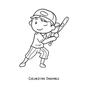 Image à colorier d’un joueur de baseball à la batte