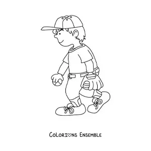Image à colorier d’un joueur de baseball en dessin animé