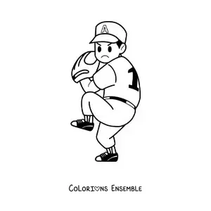 Image à colorier d’un joueur de baseball avec un gant