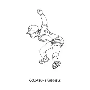 Image à colorier d’un joueur de baseball qui lance la balle