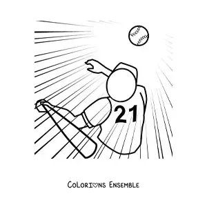 Image à colorier d’un joueur qui frappe la balle