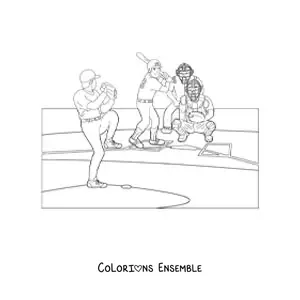Image à colorier d’une partie de baseball