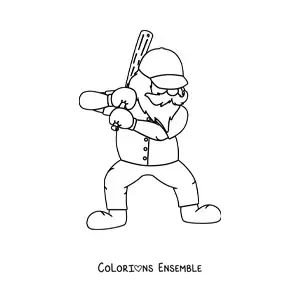 Image à colorier d’un père Noël joueur de baseball