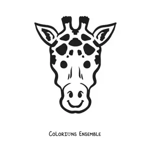 Coloriage du visage d'une girafe souriante