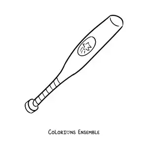 Image à colorier d’une batte de baseball