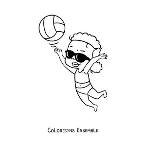 Image à colorier d’un service de beach-volley