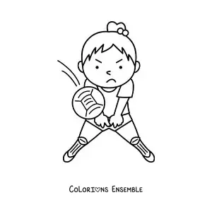 Image à colorier d’une fille qui fait une passe à l’avant-bras