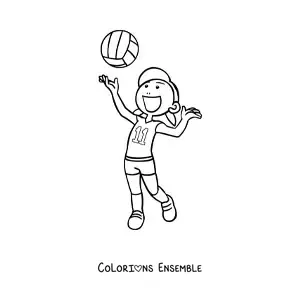 Image à colorier d’un service de volley