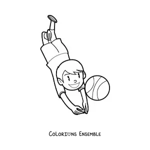 Image à colorier d’un garçon qui joue au volley